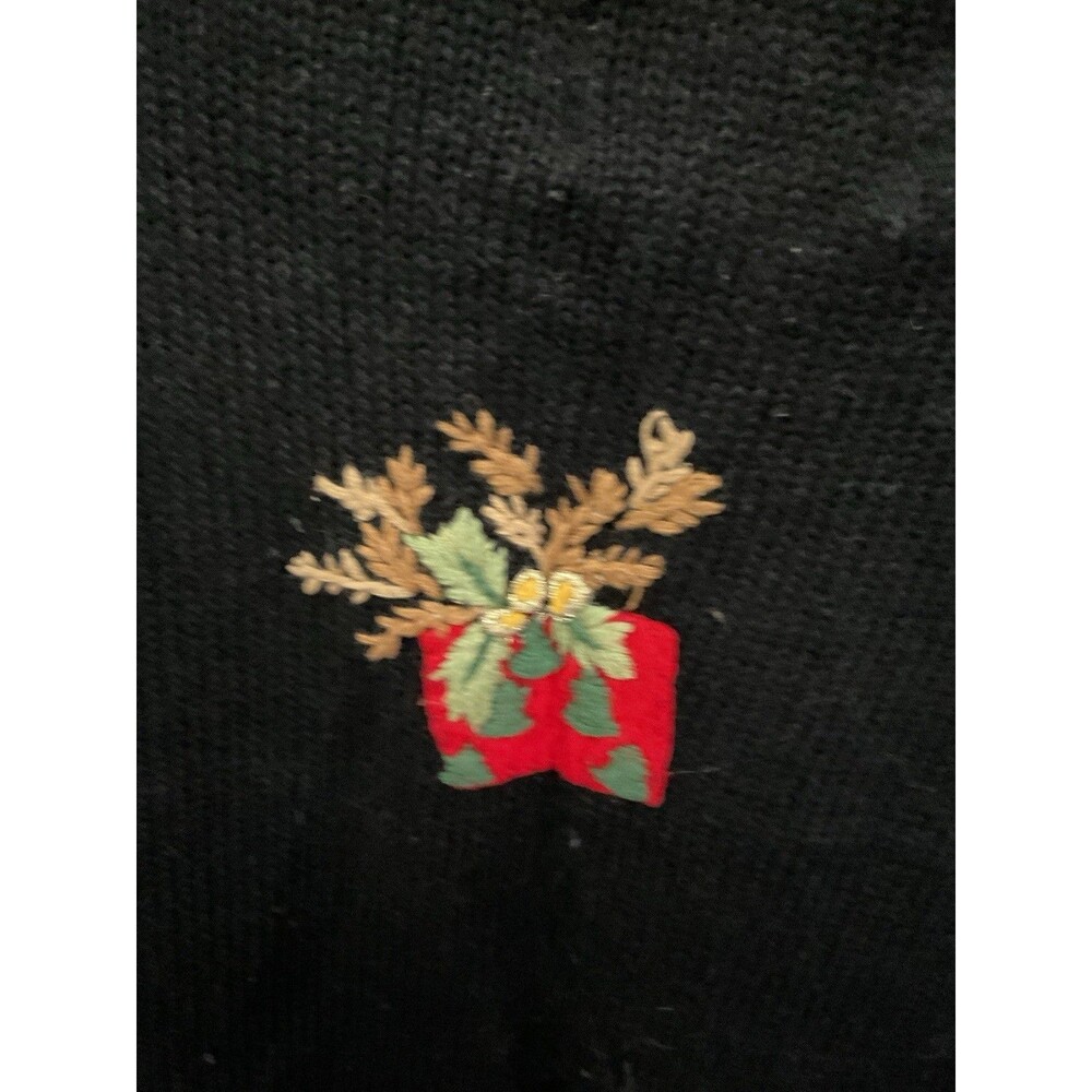 Heirloom Collectibles Christmas Sweater Cardigan  L Reindeer Embroidered - Picture 6 of 8